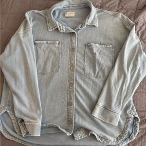 Light Blue Denim Button-Up Shirt